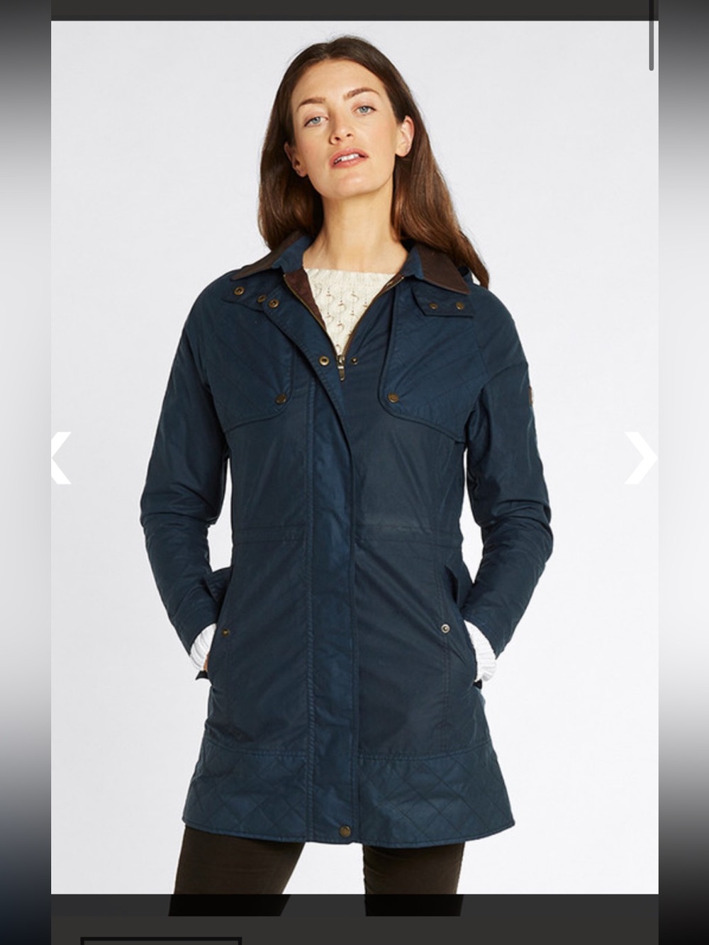 NWT Dubarry of Ireland Radford Blue Waxed Cotton Jacket 36 US 6 Sm Light Spots